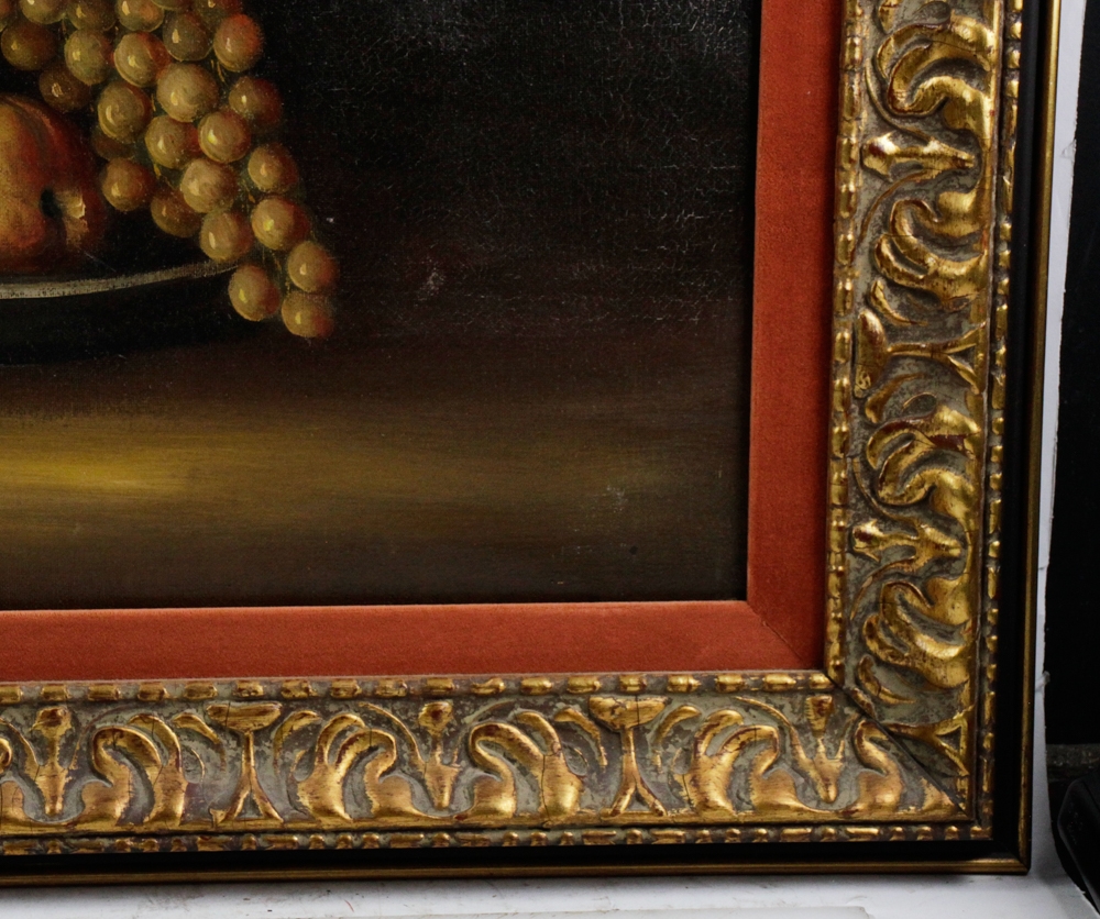 Artwork by R.linares, Still Life of Flowers and Fruit, Oil on Canvas, Made of oil on canvas