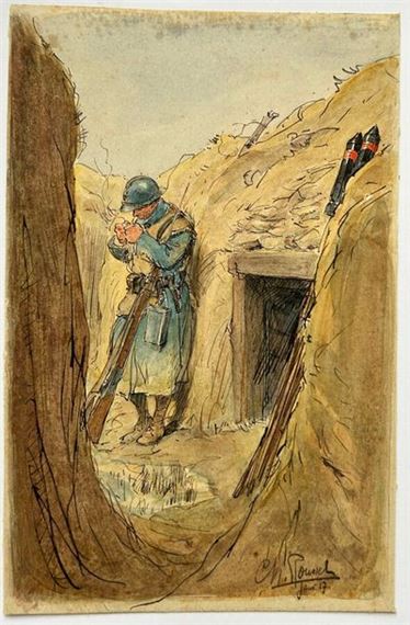 Soldier in the trenches]. J - Lot - Charles Emmanuel Joseph Roussel