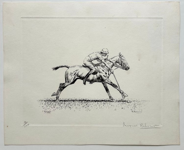 Artwork by Jacques Rebour, - [Polo player], Made of etching