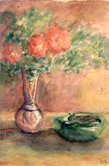 STILL LIFE WITH FLOWERS AND ASHTRAY - Pat Mann