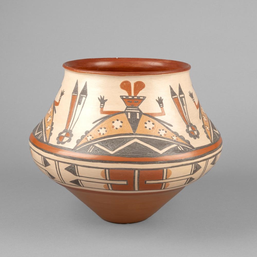 Artwork by Tom Dickerson, Pictorial Polychrome Pot, Made of fired clay