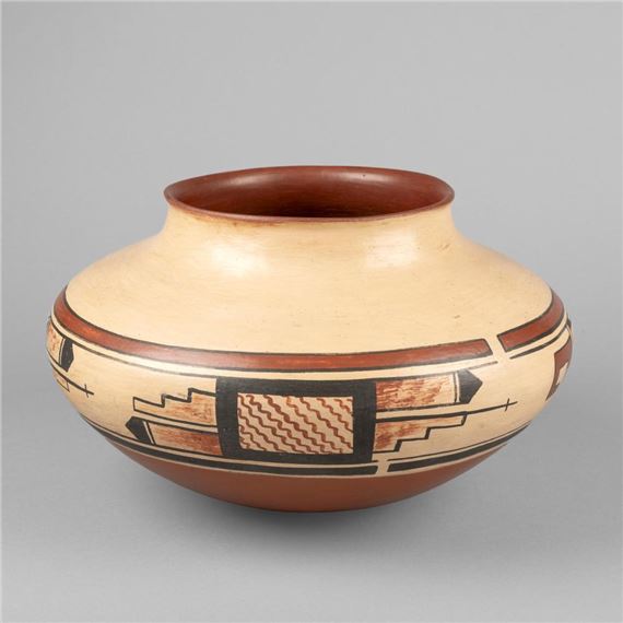 Polychrome Redware Pot by Tom Dickerson, 1978