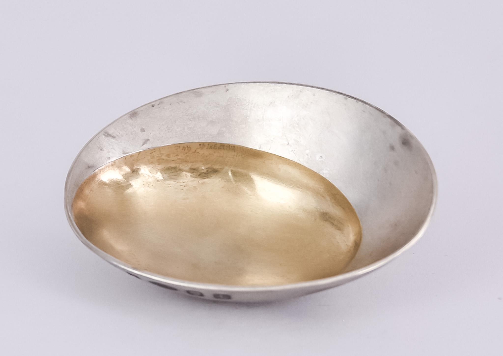 Artwork by Jessica Jue, An Elizabeth II Britannia Standard Silver and Silver Gilt Oval Caddy Spoon, Made of Silver and Silver Gilt Oval