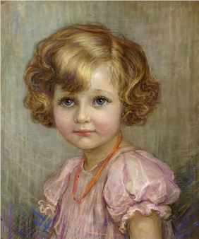 DZIEWCZYNKA W RÓŻOWEJ SUKIENCE, ok. 1935 - T. Marwid