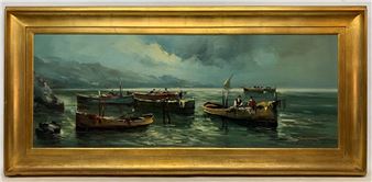 Bote con pescadores - Miguel Angel Giovanetti