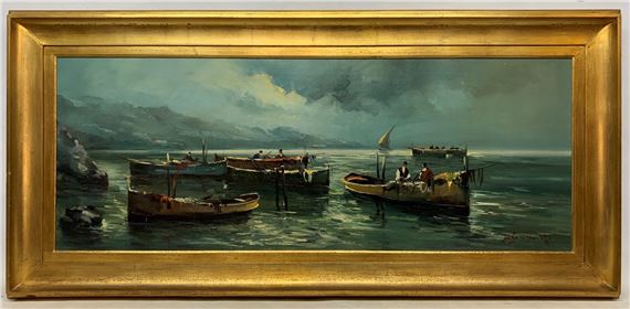 Bote con pescadores - Miguel Angel Giovanetti