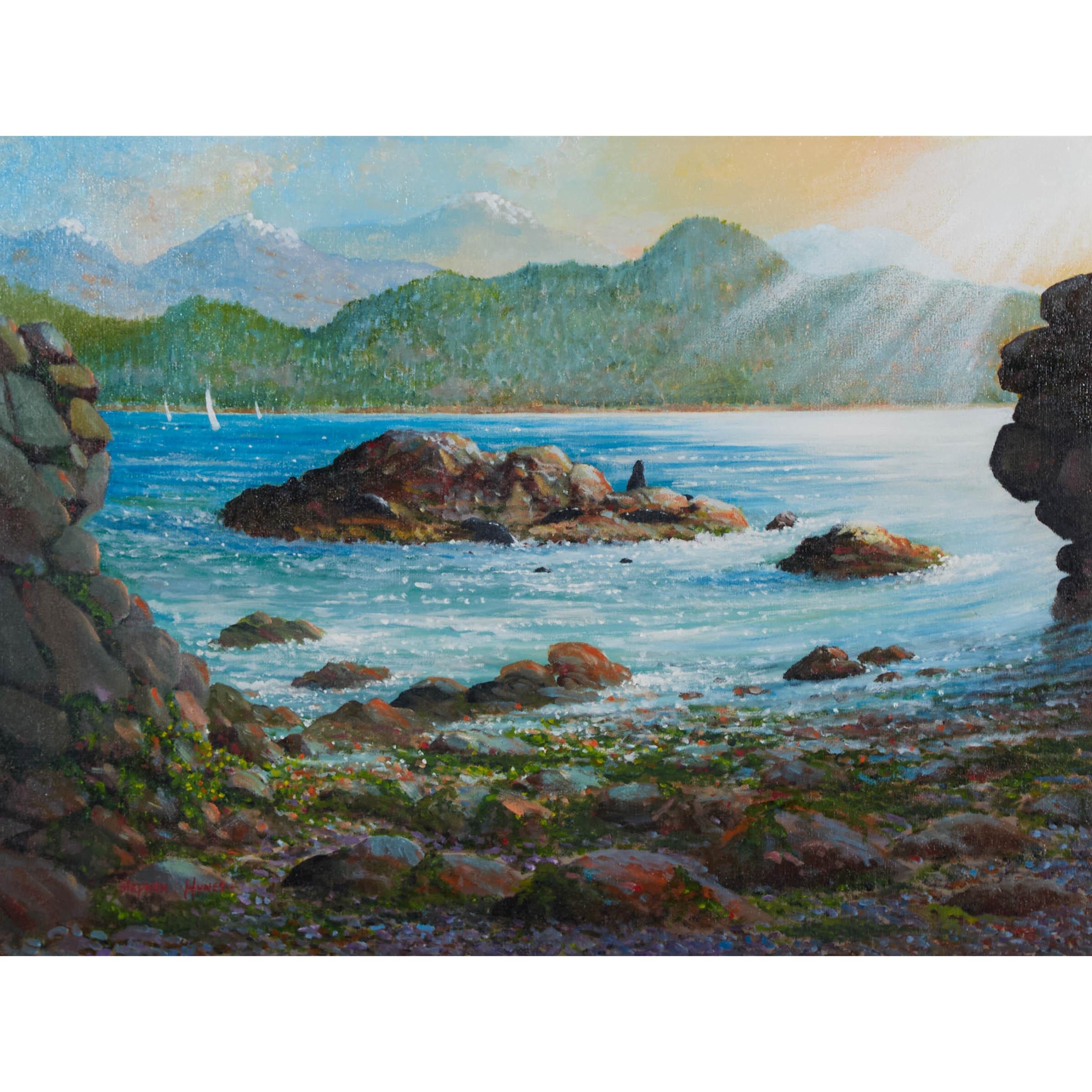 Artwork by Stephen Hynes, GATHERING SEALS (NECK POINT PARK, NANAIMO, B.C.), 2014, Made of oil on canvas