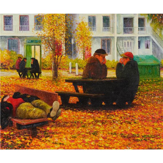 ONE PLAYED A HARMONICA, THE OTHER A JEW'S HARP (LOWER QUEBEC), 2000 by Stephen Hynes, verso
20 x 24