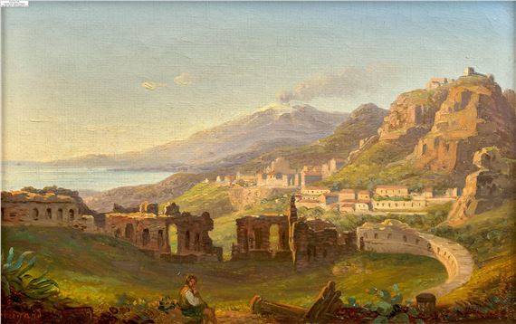 Vue du théâtre de Taormine avec l'Etna en arrière-plan - Claude Sébastien Hugard de Latour
