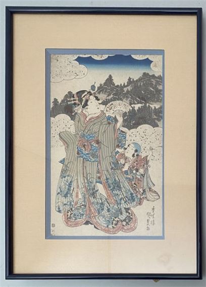Utagawa Kunisada | Woman and child at Mount KURAMA Oban tate-e print ...