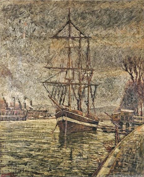 The Sailboat at the Quay by Fernand Laval, 1939