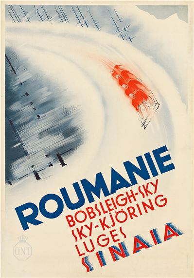 ROUMANIE / BOBSLEIGH - SKY. Circa 1930s. - Dim Ghiulamila