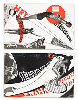 III. STREDOSKOLSKÉ HRY PRAHA / [INTERCOLLEGIATE GAMES IN PRAGUE]. Two postcards. 1932. - Jiří Taufer