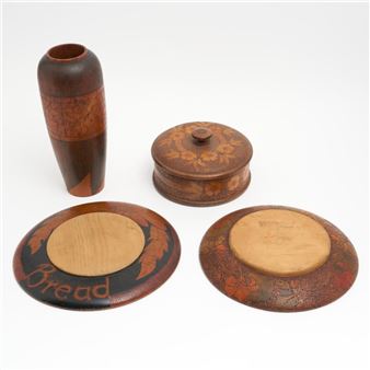 FOUR EXAMPLES OF HUON PINE POKERWORK - Peter Gorring