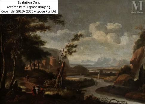 Paysage de rivière animé - Willem de Heusch