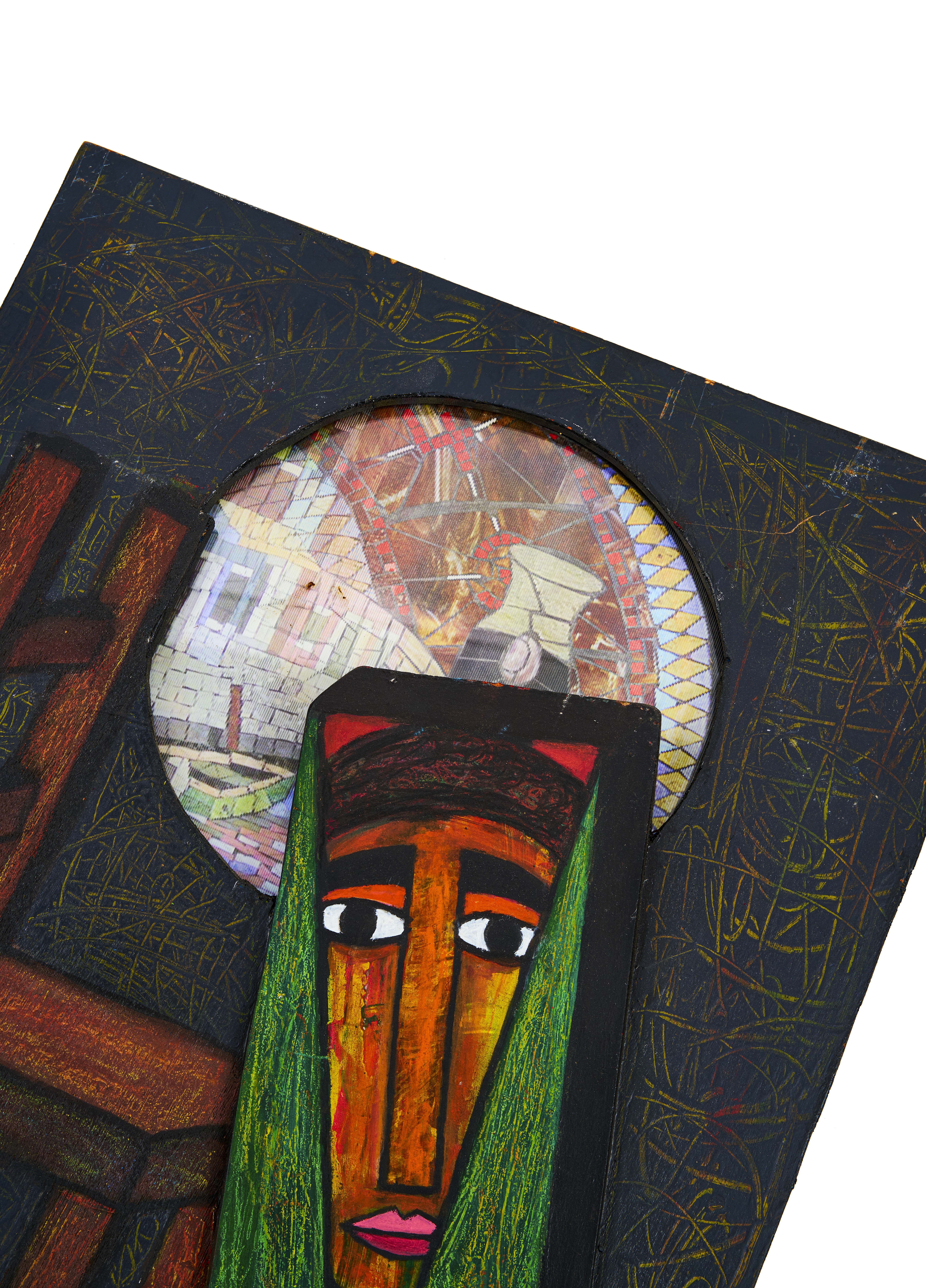 Artwork by Zakaria Soliman, GREEN BOX AND THE CHAIR, Made of MIXED MEDIA