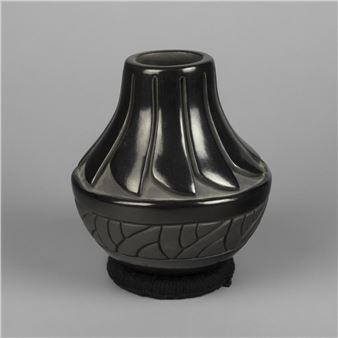 Carved Blackware Melon Vase - Anita Louise Suazo