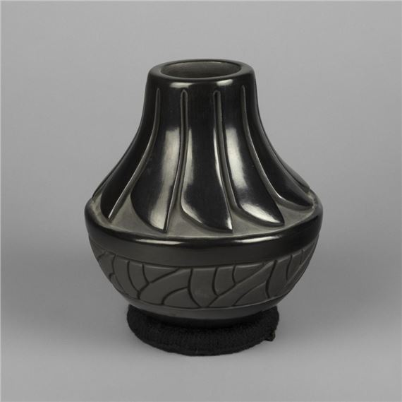 Carved Blackware Melon Vase - Anita Louise Suazo
