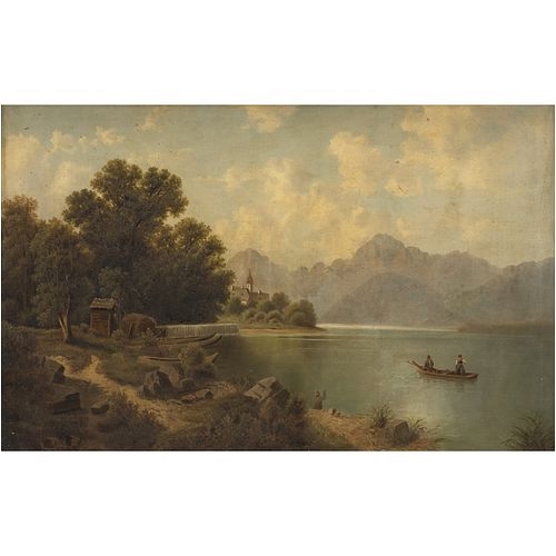 Artwork by Albert Lang, PAISAJE CON LAGO, Made of oil on canvas