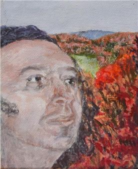 Betty Tompkins Oil on Canvas Portrait of Egizio - Betty Tompkins