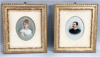 Pair of Ludwig Sturm Porcelain Plaques Portraits - Ludwig Sturm