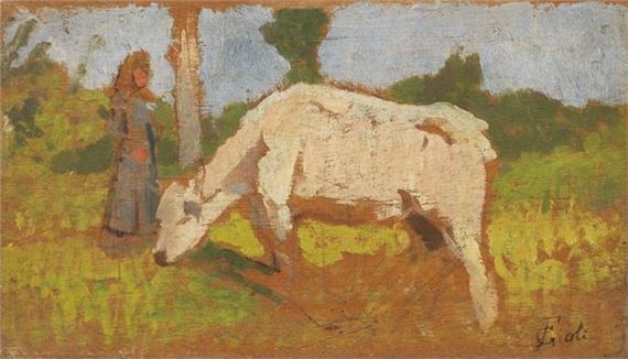 Contadina con mucca by Francesco Gioli, 1846