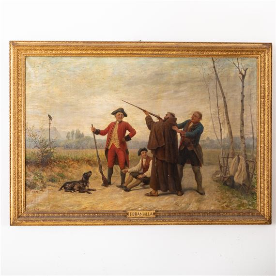 Lezione di caccia by Ferdinando Brambilla, datato 1879