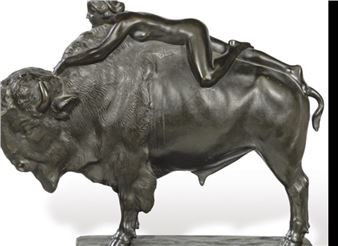 Mujer Recostada en un Bisonte - Karl August Donndorf