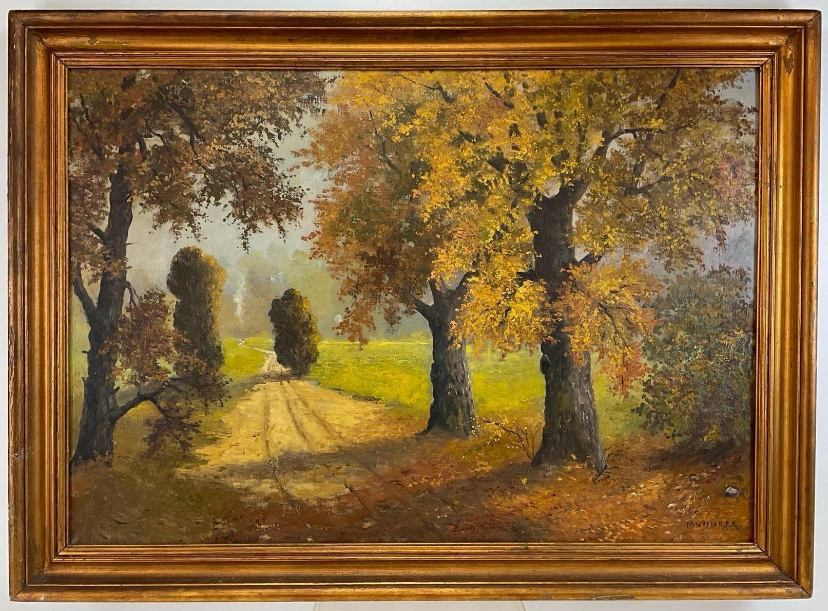 Artwork by Mathilde Winker, Tree lined lane, Made of Oil on canvas
