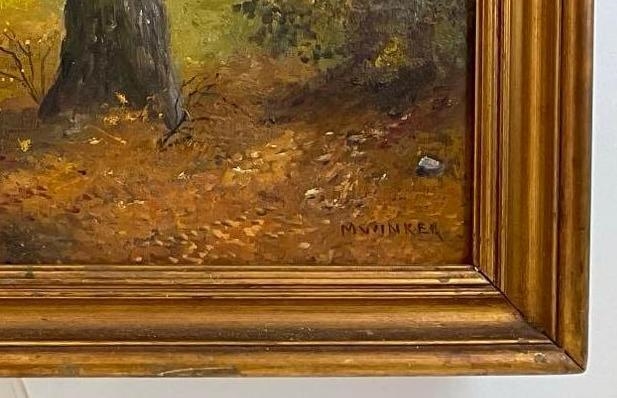 Artwork by Mathilde Winker, Tree lined lane, Made of Oil on canvas