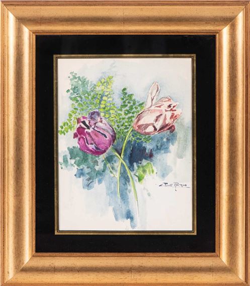 Tulipas Aguarela sobre papel Assinada Dim. aprox.: 33 x 25 cm. by Carlos Pinto Ramos