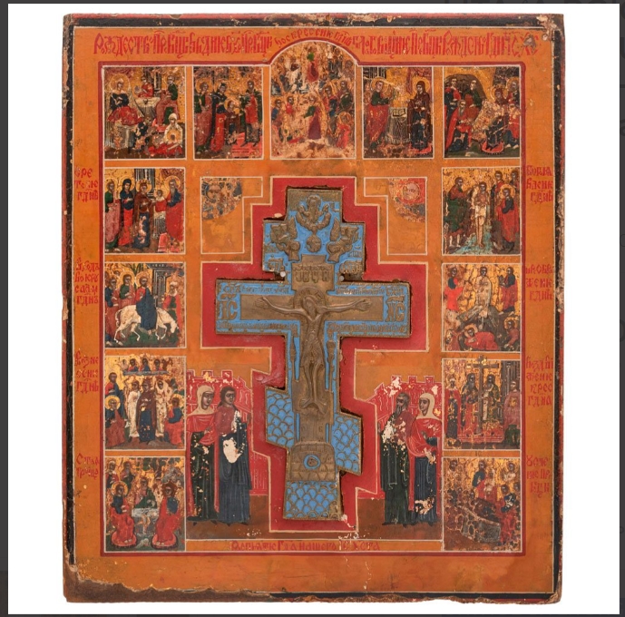 Russian School, 20th Century ORTHODOX LITURGICAL CALENDAR ICON WITH