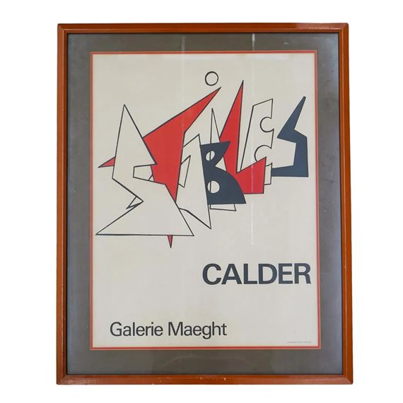 Alexander Calder - "Stabile with Red Sun Galerie Maeght," Original Lithograph Poster by A