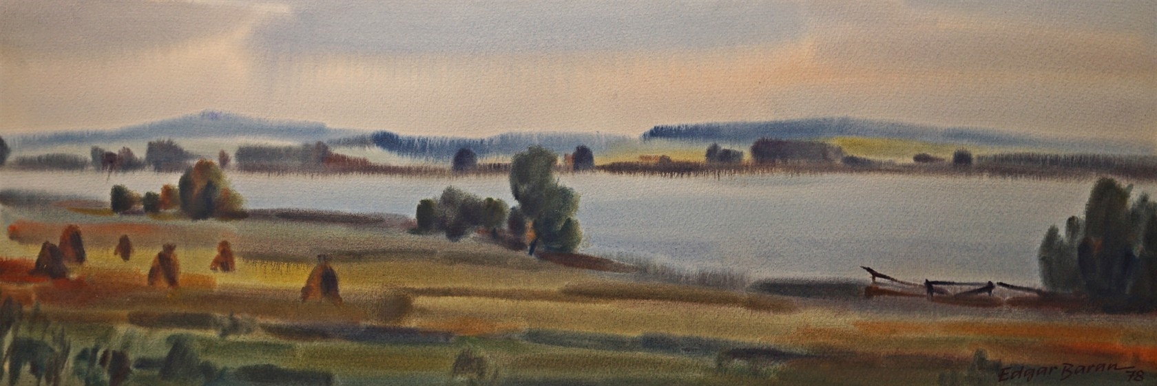 Artwork by Edgar Baran, U pobřeží přehrady, Made of Technika: Kvaš - akvarel