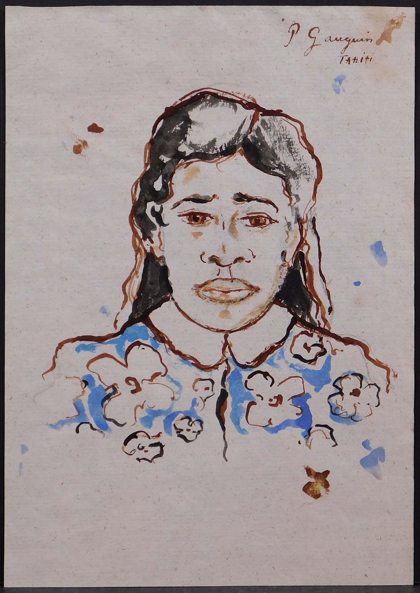 Tableau Gauguin Femme Tahitienne – Toile Pointe D'aiguille – 27x19 Cm – Vintage Neuf