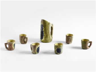 Carafe with six glasses, Faenza - Angelo Melandri