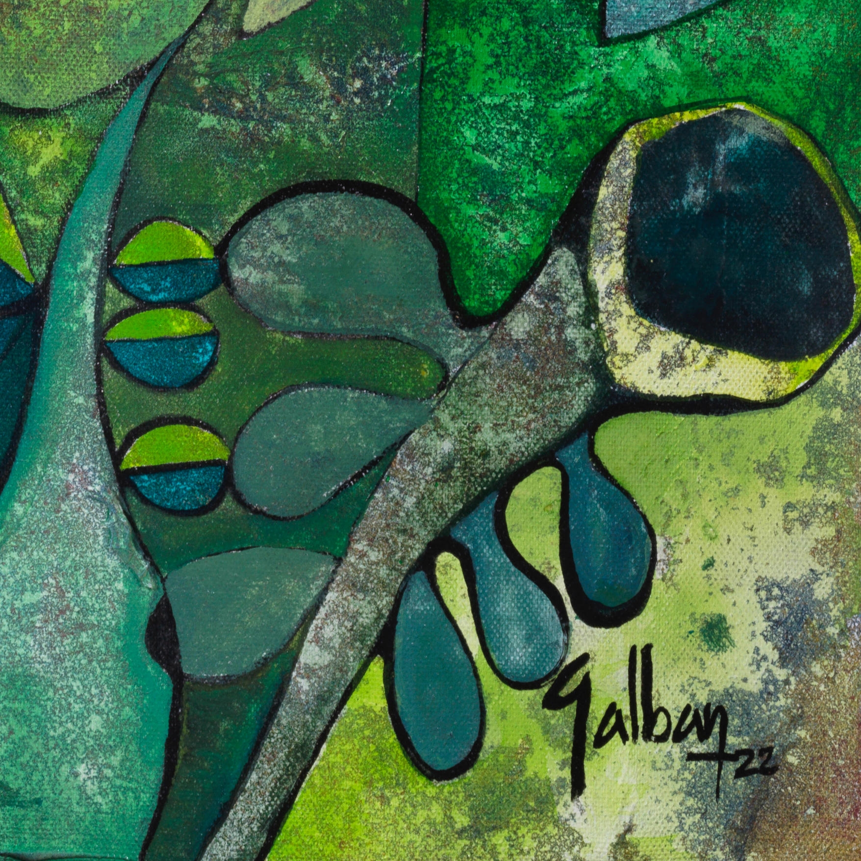 Artwork by Edel Alvarez Galban, Monochromatic Garden, Made of acrylic and mixed media on canvas