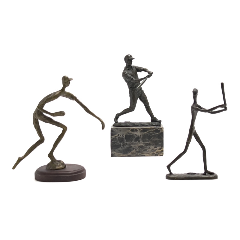 Artwork by Miguel Fernando López (Milo), Bronze Baseball Players, Group of 3, Made of bronze