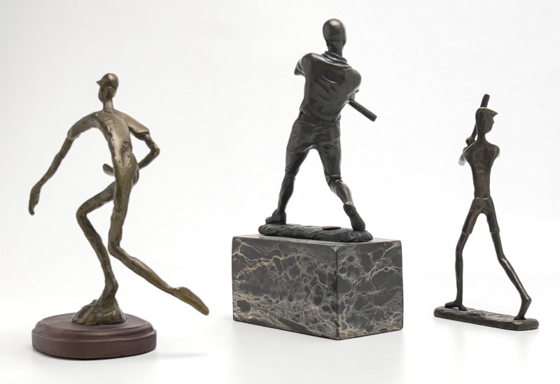 Artwork by Miguel Fernando López (Milo), Bronze Baseball Players, Group of 3, Made of bronze