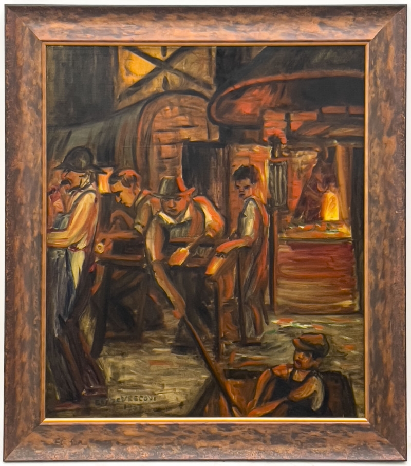 Artwork by Ely De Vescovi, Untitled (Blacksmith) (1937, Made of oil on canvas board
