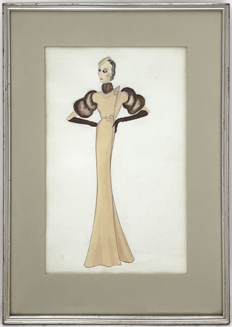 Artwork by Victor Stiebel, Costume Sketch of Gertrude Lawrence (1930s, Made of watercolor and graphite on paper