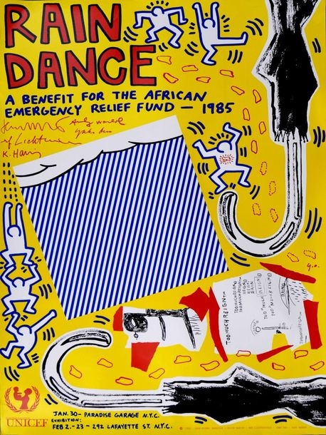 Artwork by Roy Lichtenstein, Jean-Michel Basquiat, Keith Haring, Yoko Ono, Andy Warhol, Rain Dance, Made of offset lithograph on paper