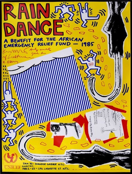 Artwork by Roy Lichtenstein, Jean-Michel Basquiat, Keith Haring, Yoko Ono, Andy Warhol, Rain Dance, Made of offset lithograph on paper