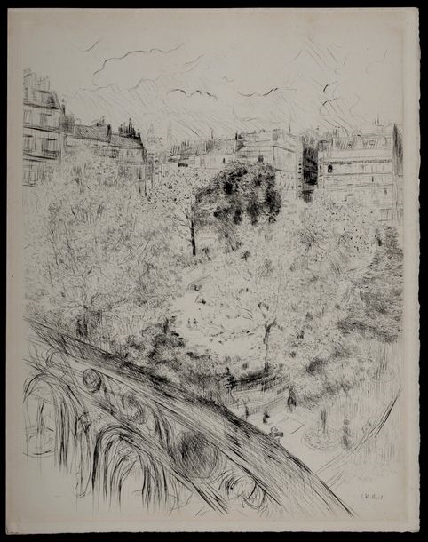 Artwork by Édouard Vuillard, Paris 1937: Faubourg Montmartre, Made of Etching on vellum paper