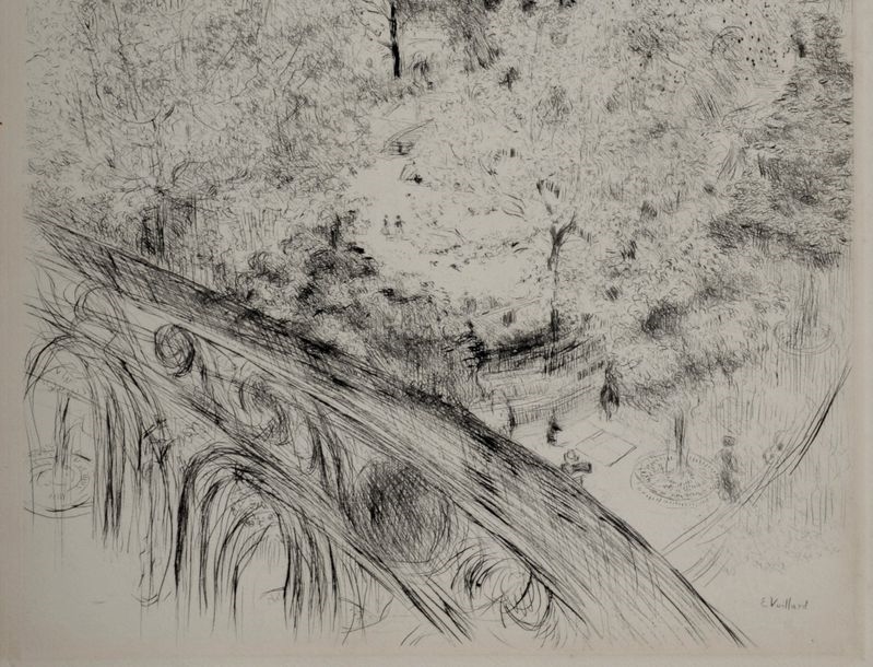 Artwork by Édouard Vuillard, Paris 1937: Faubourg Montmartre, Made of Etching on vellum paper
