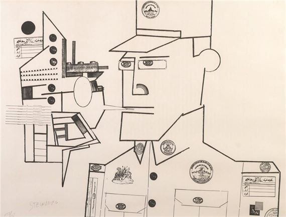 From the 1970 Peace Portfolio. Blind stamped by Saul Steinberg, 1970