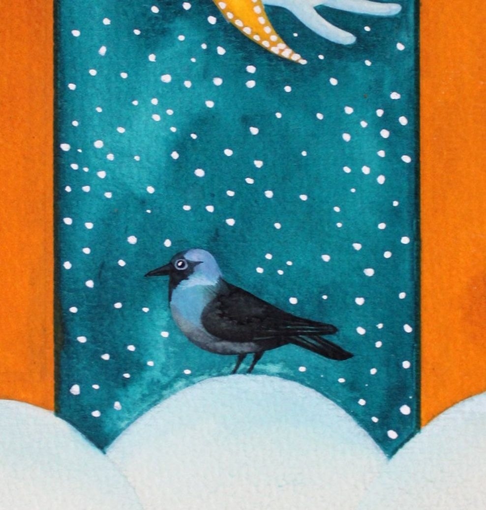 Artwork by Anita Kreituse, Winter, Zīlīte Magazine, Made of drawing, paper/watercolor