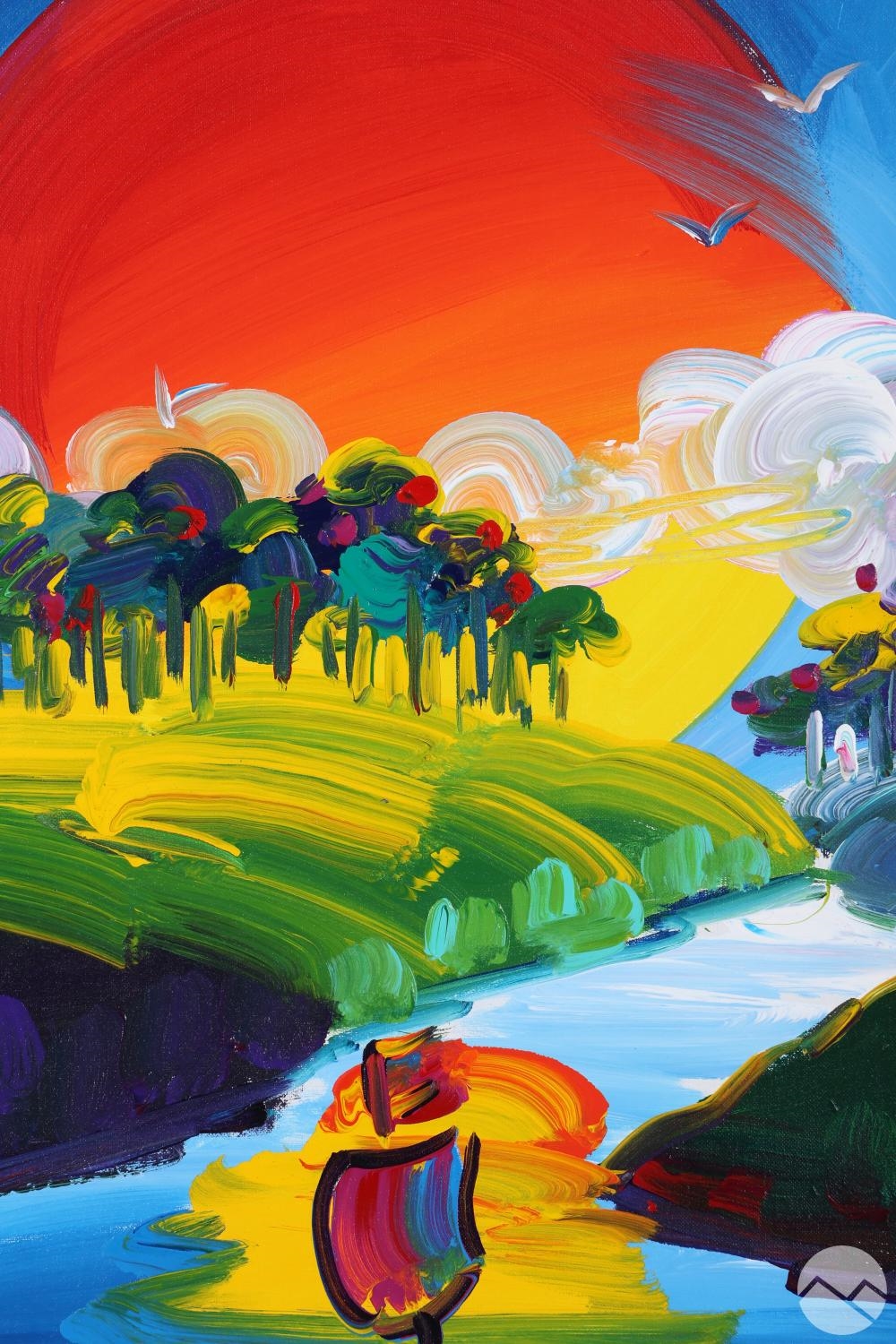 Peter Max | Peter Max b.1937 Sunrise Sunset Landscape Painting | MutualArt