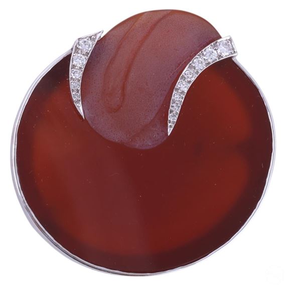 18K Andrew Grima Agate & Diamonds Pendant Brooch - Andrew Grima