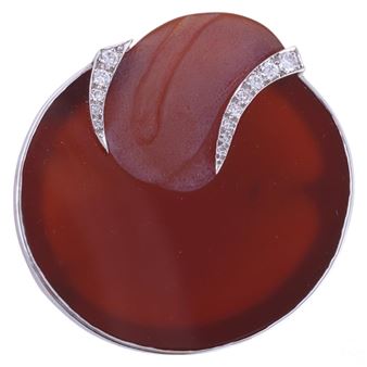 18K Andrew Grima Agate & Diamonds Pendant Brooch - Andrew Grima